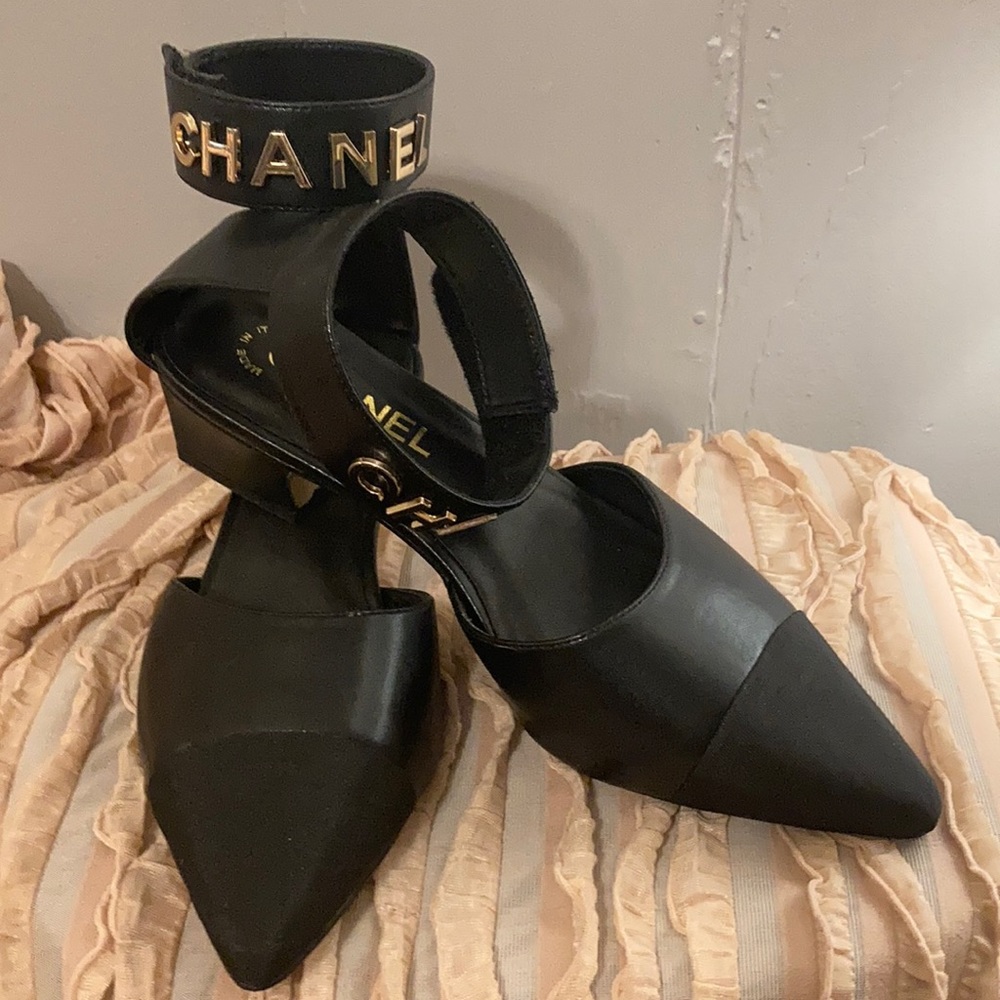 Chanel ankle strap cap toe